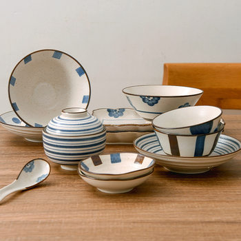 Nishida Muyu Yinong Series Bowl and Dish Set Rice Bowl Disc Ceramic Tableware Japanese-style Household One-person Diet