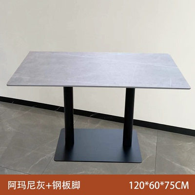 快餐厅学校食堂岩板餐桌商用奶茶饭店服务休息区长方小圆洽谈桌椅