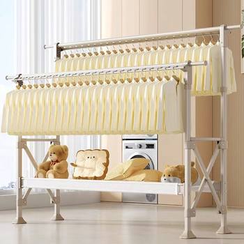 Folding Clothes Rack Floor Indoor Balcony Household Aluminum Alloy Retractable Clothes Bar Outdoor Lifting Drying Quilt Artifact