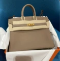 Litchi Pattern Platinum Bag Elephant Grey -35