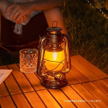 Camping lamp camping lamp retro horse lamp atmosphere lamp portable lamp tent lamp charging kerosene lamp solar outdoor lamp