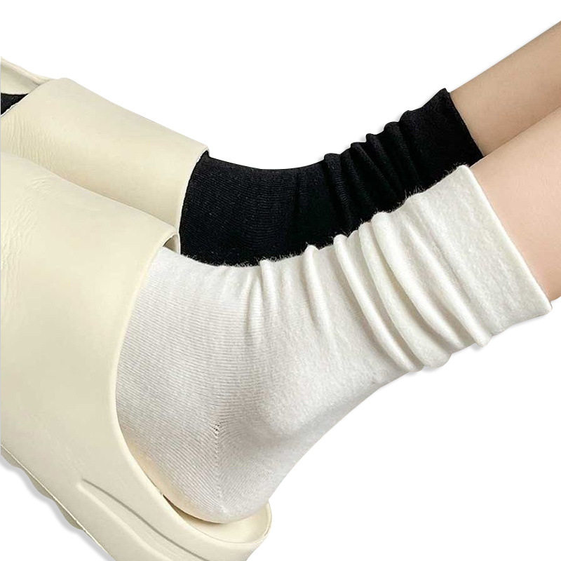 诸暨月子袜女白色堆堆袜韩版棉袜无骨袜女士吸汗中筒袜子批发