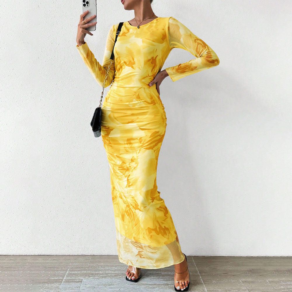 Sexy Bodycon Maxi Dress Spaghetti Straps High Waist Ombre Print Evening Wear Cocktail Party Wholesale Available