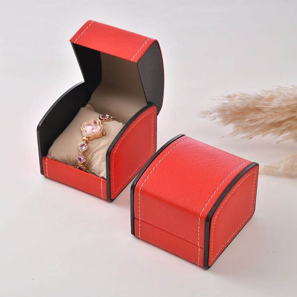 Ready Stock Pu Leather Jewelry Flip-Top Arched Watch Box Mechanical Watch Box Jewelry Box Bracelet Box