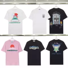 Casablanca Heavyweight 100% Cotton Crew Neck Short Sleeve T-Shirt Men Women Print Tee Plus Size