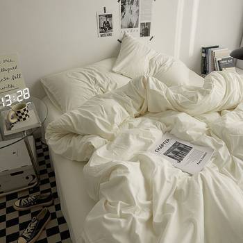 Class a Baby Cotton Ultra-Soft Washed Cotton Bed Sheet and Duvet Cover Four-Piece Set Summer Student Dormitory Three-Piece Set Fitted Sheet 4 Foreign Trade