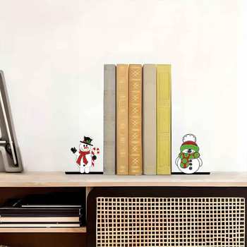 Christmas Snowman Theme Bookend Cartoon Cute Style Holiday Bookend Office Home Holiday Atmosphere Decorative Ornaments