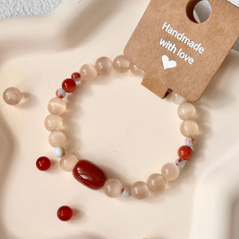New Chinese Style Cat Eyelet Red Agate Bracelet High Beauty Value Light Luxury Niche Exquisite Cool Guofeng New Year Beaded Handpiece