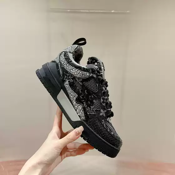 2024 spring and summer new thick-soled board shoes sneaker trend fashion skateboard shoes round head color matching basketball shoes lovers shoes