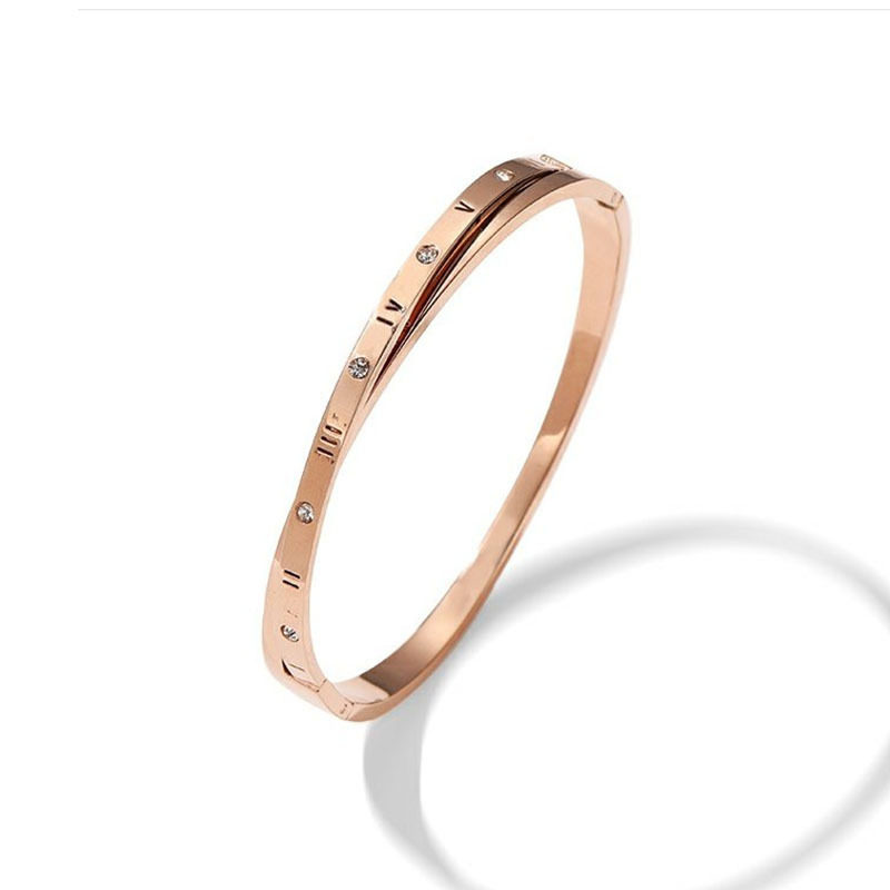 European and American fashion Roman numeral cross titanium steel bracelet women's personality ins temperament buckle bracelet jewelry does not fade