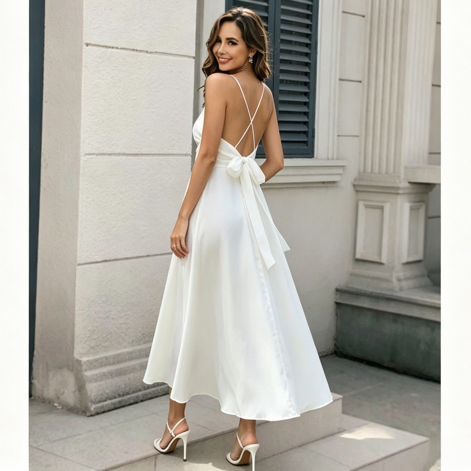 French Style Maxi Dress Elegant Spaghetti Straps Lightweight Fabric Summer Beachwear Wholesale Available