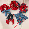 Satin Retro Red Polka Dot Denim Scrunchie Sweet Versatile Brightening Bun Hair Tie Hair Accessory for Women