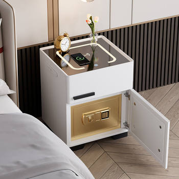 Smart Bedside Table Safe Multi-Functional Light Luxury Wireless Modern Charging Bedroom Home Safe All-In-One Simple