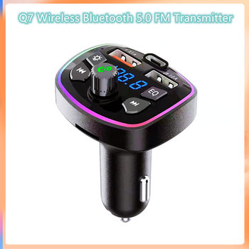 Q7 Colorful Atmosphere Light Car Mp3 Bluetooth Hands-Free 5.0 Dual Usbc Player Car Bluetooth Hands-Free Fm Transmitter