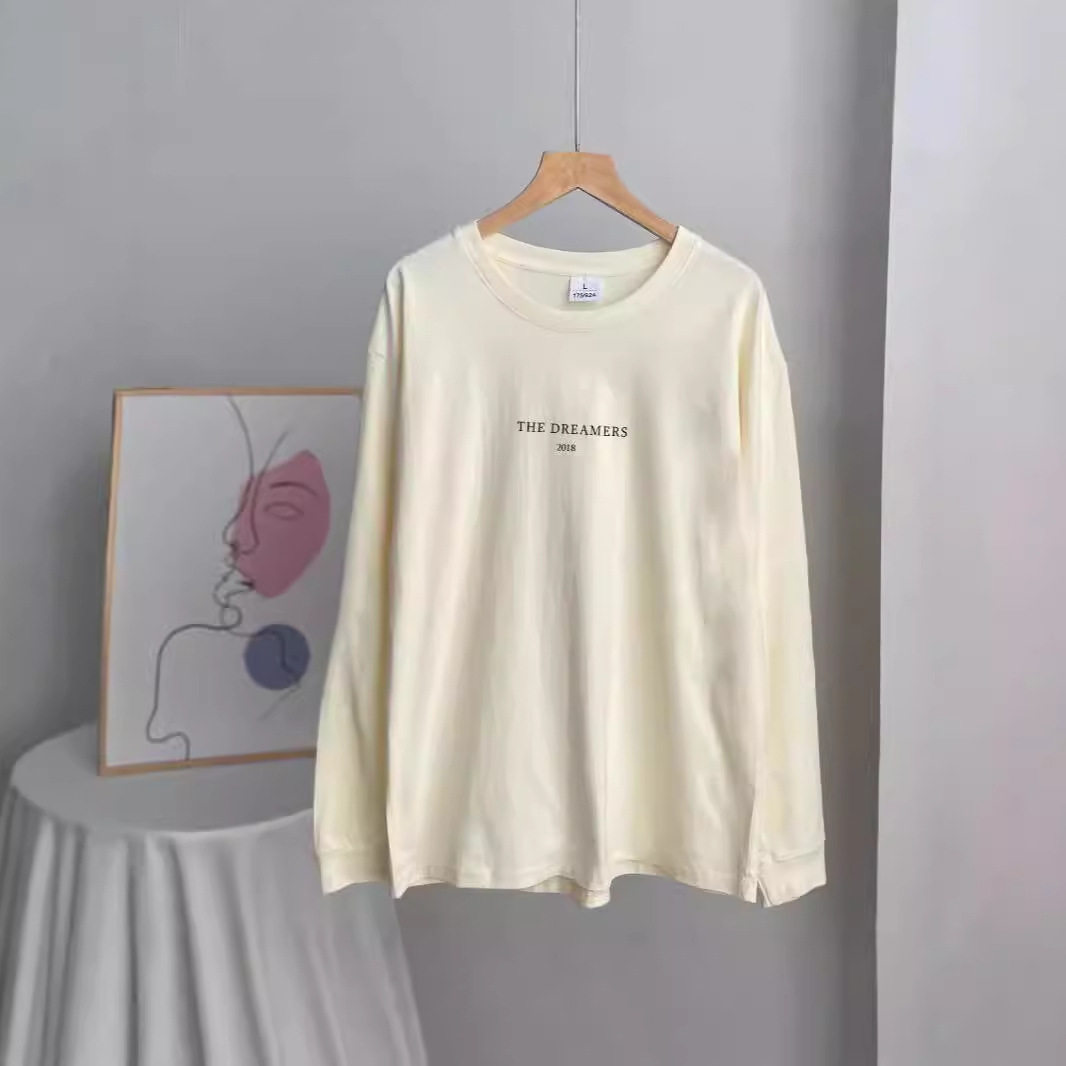 Casual Cotton T Shirt for Women American Letter Print Loose Fit Round Neck Everyday Wear Wholesale Available