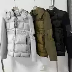 C.P Foreign Trade Company Round Badge Detachable Hooded Knit Patchwork Checkered Quilted Cotton Jacket American Style Functional
