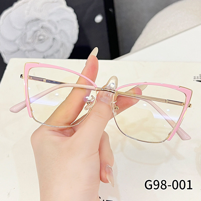 G98-001 new retro anti-blue light glasses frame Internet celebrity same fashion high-looking plain glasses big eye glasses frame