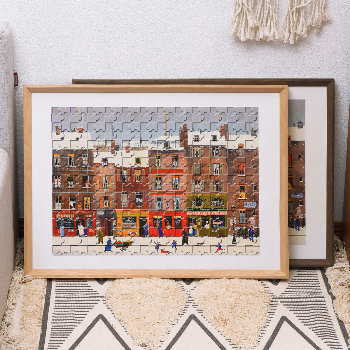 New Chinese style solid wood photo frame 28 large size wall-mounted walnut 500 pieces 1000 puzzle frame wooden photo frame wholesale