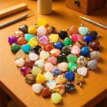 Cross-Border Natural Stone Heart Pendant 20mm Crystal Agate Heart-Shaped Necklace Glass Peach Heart Pendant Jewelry Accessories