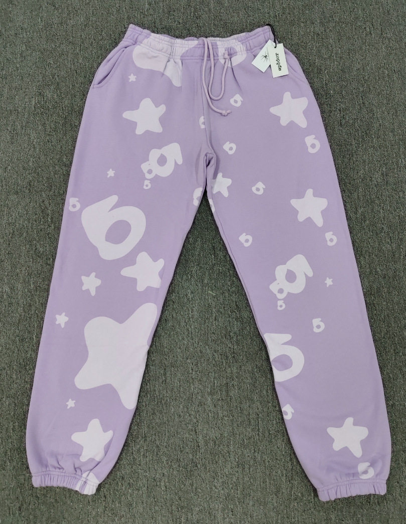 跨境爆款连帽衫555555美潮街头重磅宽松Sp5der卫衣卫裤男套装现货