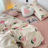 Ins Washed Cotton Bed Linen Four-piece Set Student Dormitory Quilt Cover Three-piece Set Single 1.5 Two-piece Set