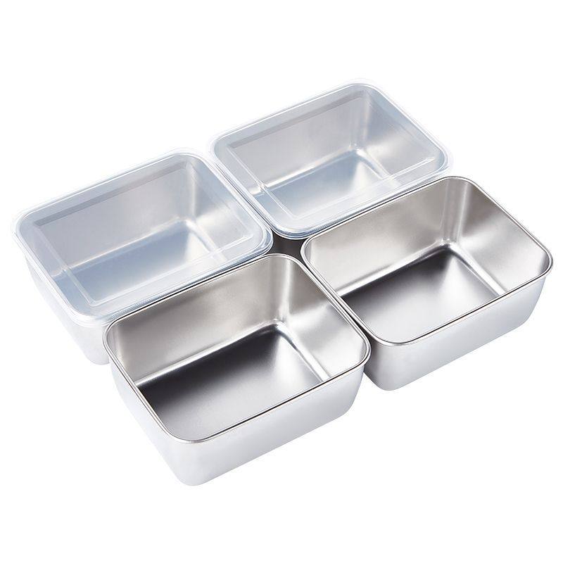 Stainless Steel Sealed Box Refrigerator Crisper Kitchen Storage Box Fruit Lunch Box Japanese Multi-Purpose Box Sample Retention Box