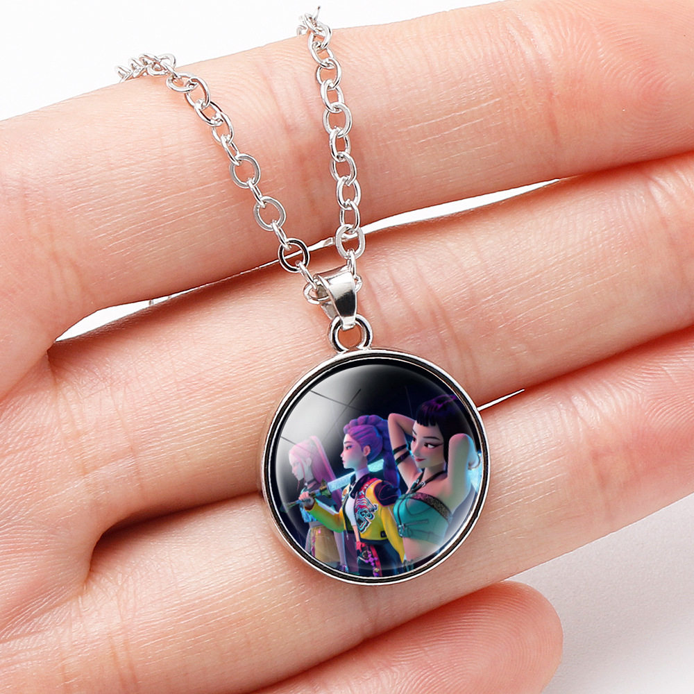 Foreign Trade Specializes in Kpop Hunter Girl Group Necklace Crystal Pendant Anime Peripheral Accessories Two-Dimensional Character Clavicle Chain
