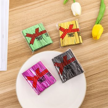 8cm 800 Pieces Factory Direct Supply Colorfulful Silver Iron Tie Wire Bread Lollipop Sealing Tie