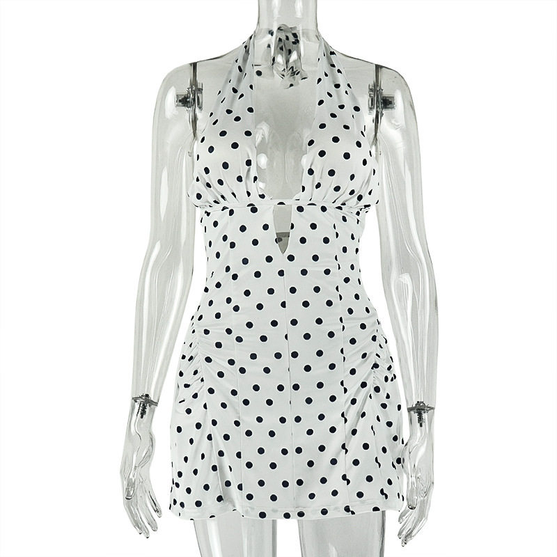 A Line Dress Slimming Floral Print Deep V Neck Casual Halter Waist Defined Perfect for Summer Outings Wholesale