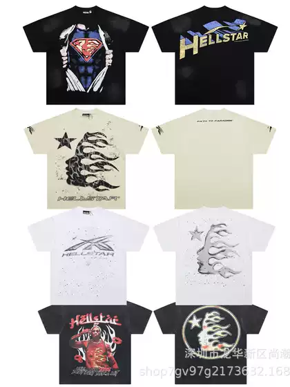 American Trendy Brand Spot Cross-Border Hellstar Pure Cotton Round Neck Short-Sleeved T-Shirt Men's and Women's Letter Logo Printed Pure Cotton t