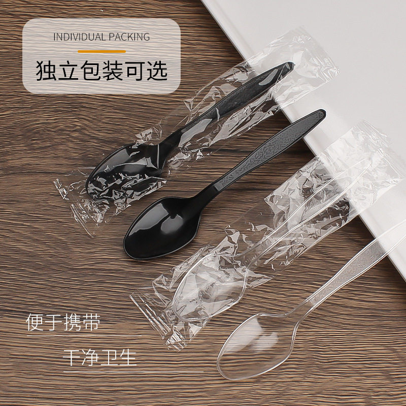 Disposable Spoon Thickened Plastic Small Spoon DS2 Yogurt Dessert Spoon Take-out Packing Fast Food Spoon Transparent DS1 Big Soup
