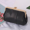 Men's and Women's Retro Genuine Sheepskin Metal Clip Coin Purse Clutch Bag