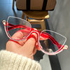 Personalized handmade diamond anti-blue light glasses women's European and American retro half-frame flat mirror 2025 new fashion glasses frame