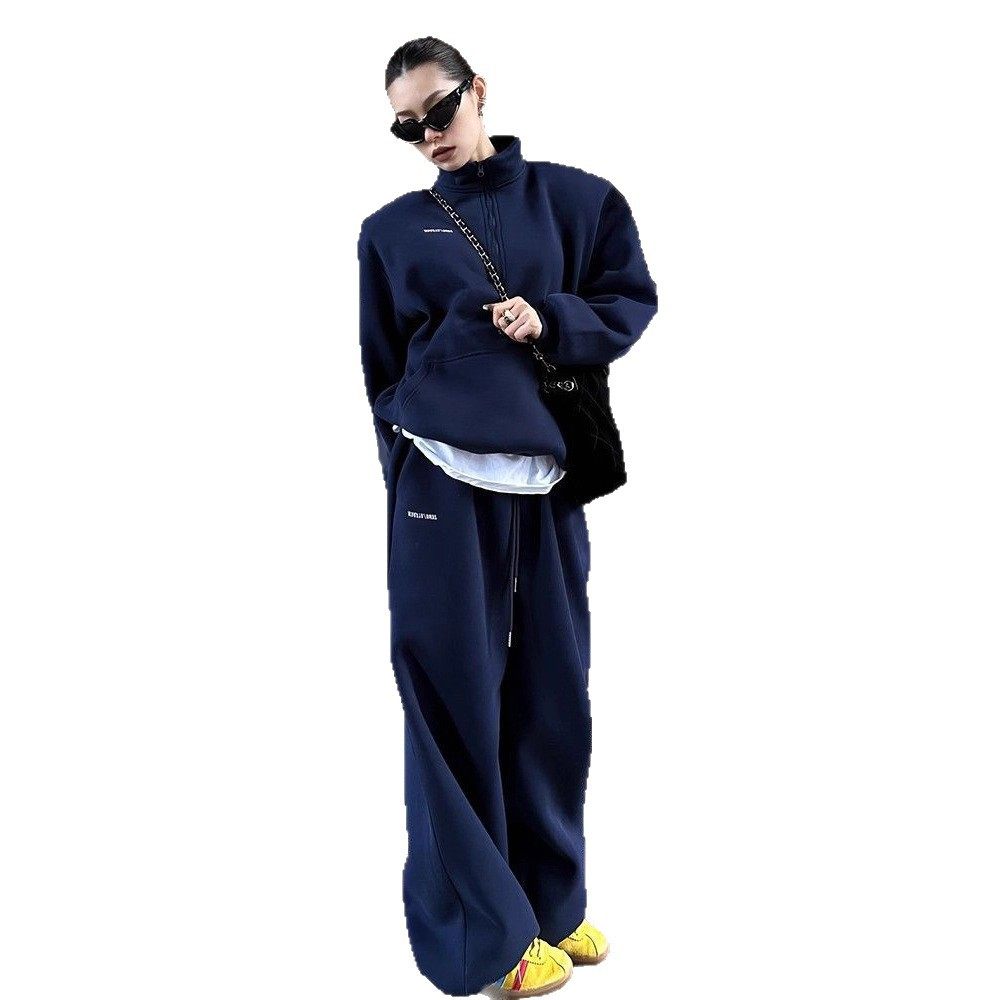 高级感运动衣服女套装秋冬季欧货休闲时尚复古宽松百搭显瘦两件套