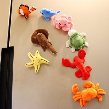 Cartoon Plush Doll Refrigerator Magnet Marine Animal Clown Fish Lobster Dolphin Magnet Doll Magnet Doll Cross-Border