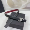 3.0cm wide wine red with black thread and silver buckle