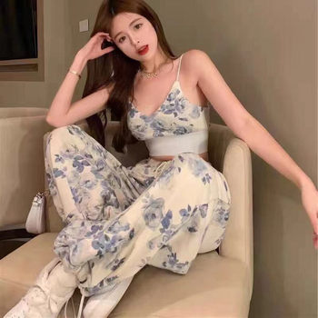 Southeast Asia Wholesale 2022 New Camisole Tape Pants Tie-dyed Printed Sexy Spice Girl Elegant Two-piece Suit