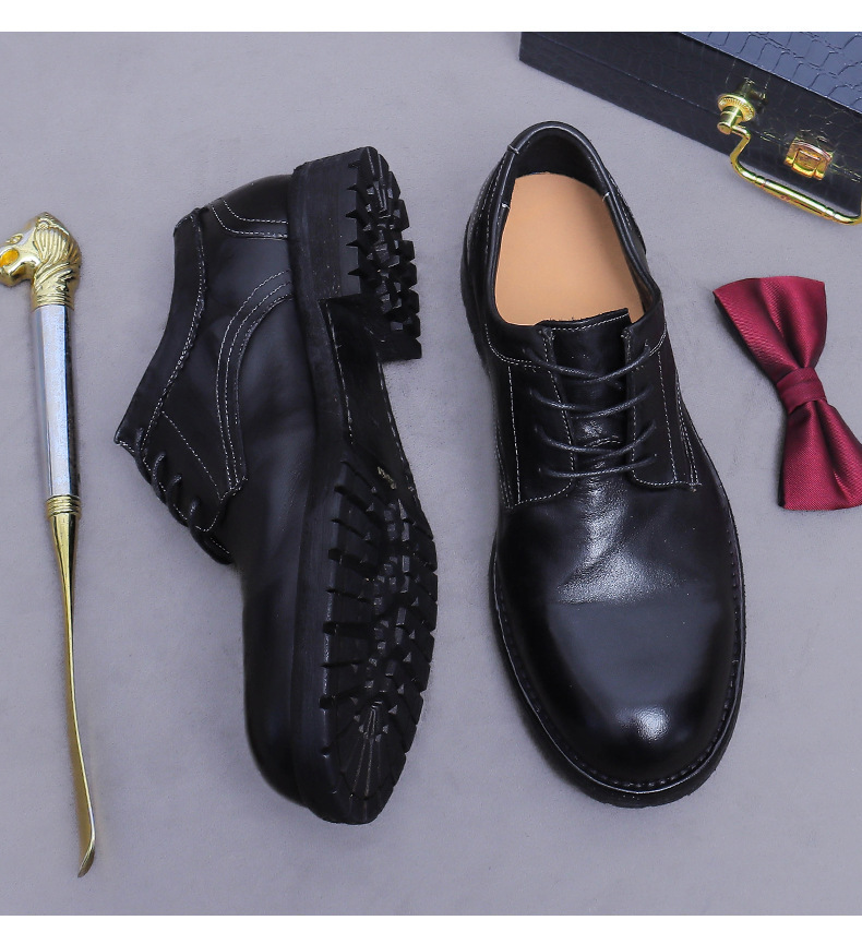 Giày Derby nam da ngựa mũi tròn đế Goodyear cổ điển — màu đen, Màu caramel, Màu cà phê
