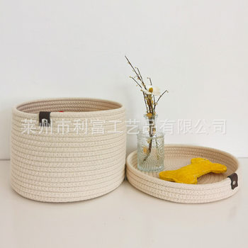 Cotton rope woven storage basket storage box desktop storage with lid snacks toy cotton thread storage basket wholesale