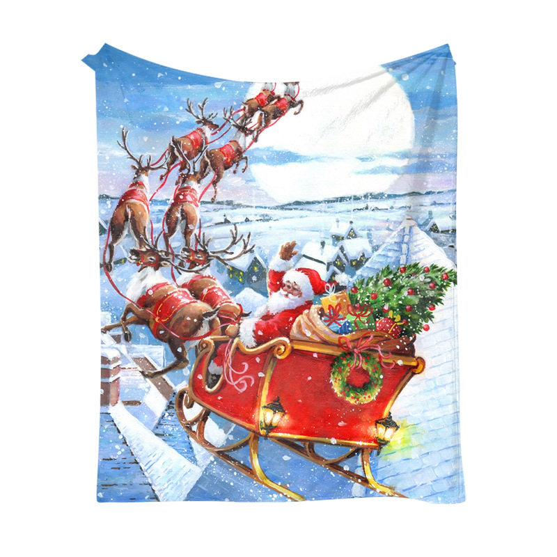 Amazon Christmas Flannel Blanket Double-sided Fleece Thickened Single-sided Printed Blanket Nap Blanket Gift Blanket