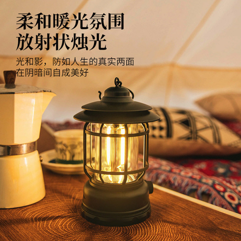 Outdoor Lantern Tiktok Hand Flame Retro Camping Lamp Camping Lamp Tent Charging Gift Atmosphere Lamp Horse Lantern