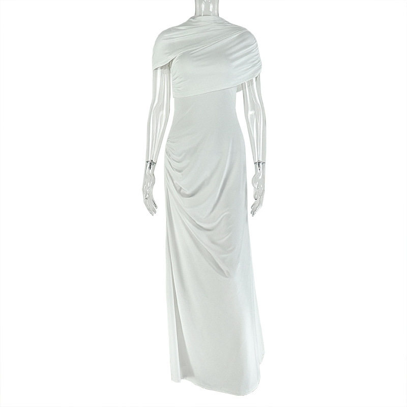 Casual Womens Dress Solid Color Loose Fit Short Sleeve Asymmetrical Hem Comfortable Homewear Wholesale Available