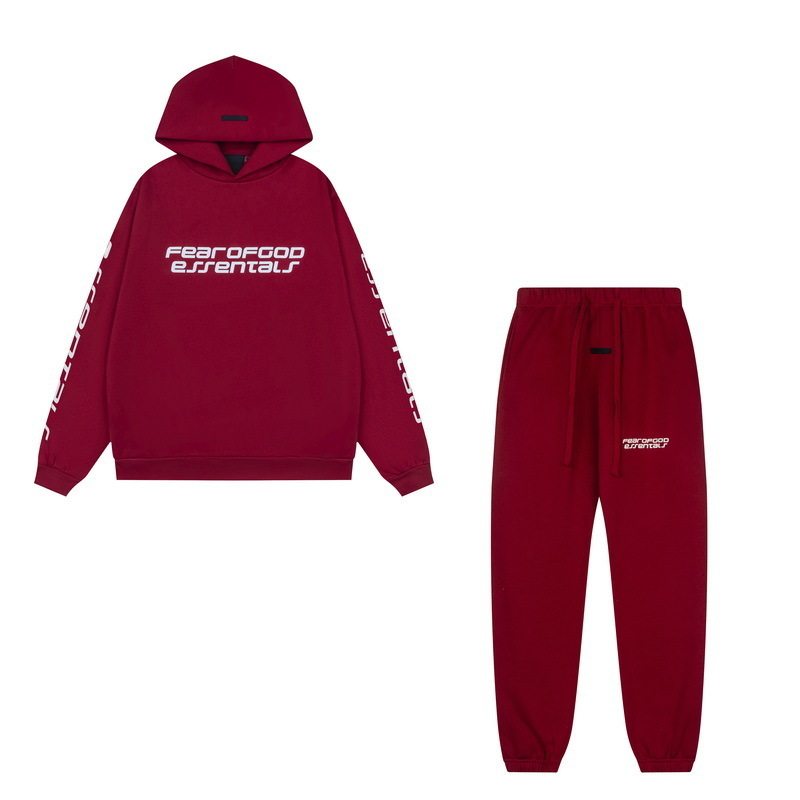 新款FEAR OF GOD ESSENTIALS植绒字母男女休闲宽松加绒连帽卫衣潮