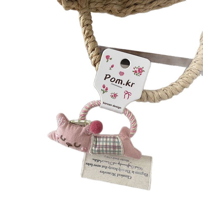 2025 Spring Sweet Lying Bear Hair Ring Children's Fabric High Elastic Paytail Head Rope Ball Head Rubber Tendon Hair Ring Women