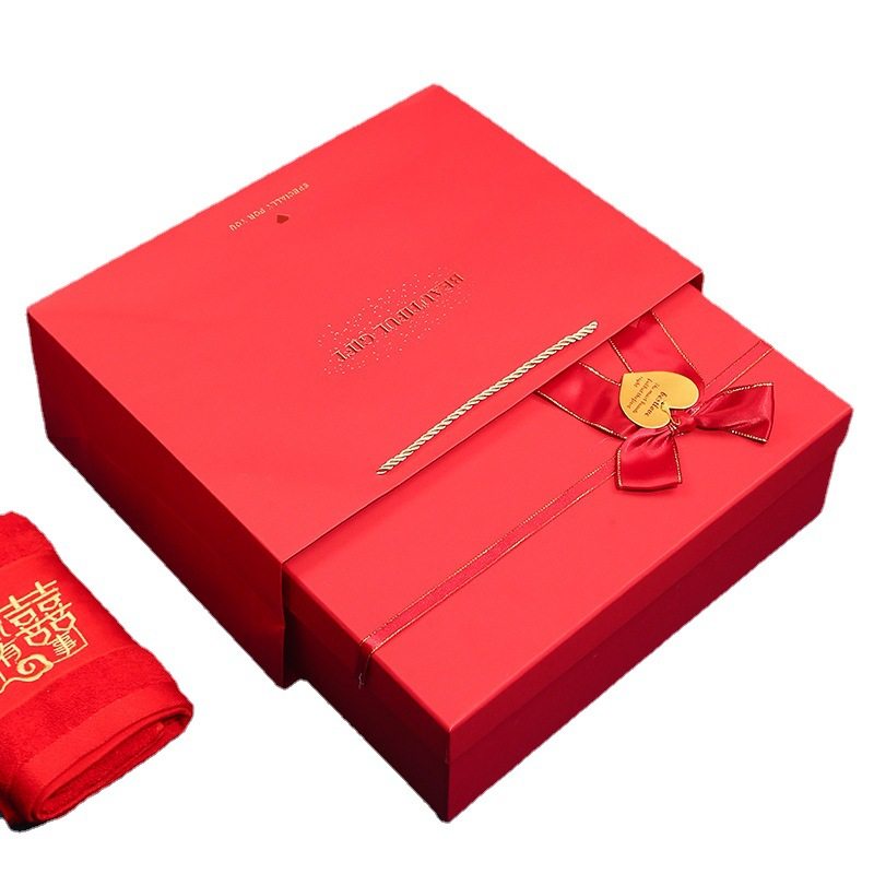 Manufacturer Red Gift Box Festive Gift Box Bow Gift Box Heaven and Earth Cover Empty Box Spot Wholesale