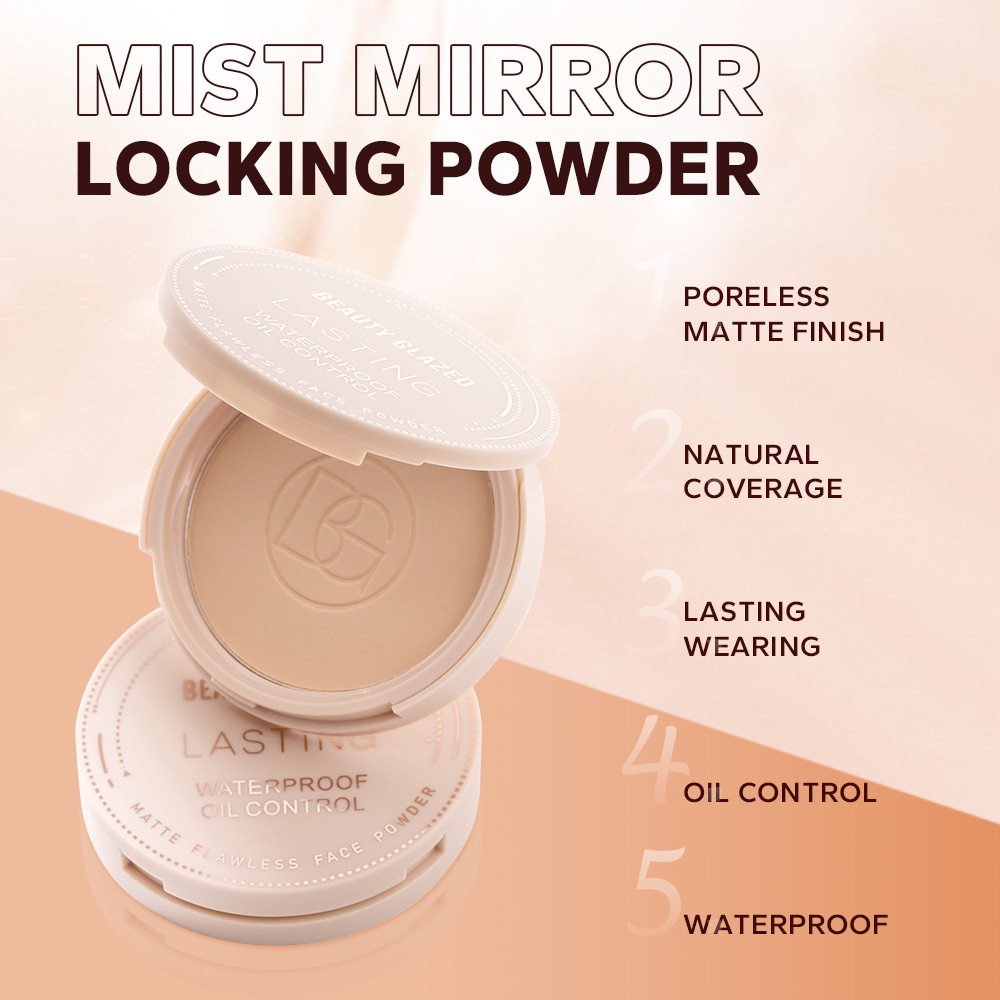Beauty Glazed Setting Powder Mist Powder Is Waterproof, Delicate, Silky, and Provides a Natural Finish. Pressed Powder for Oil Control