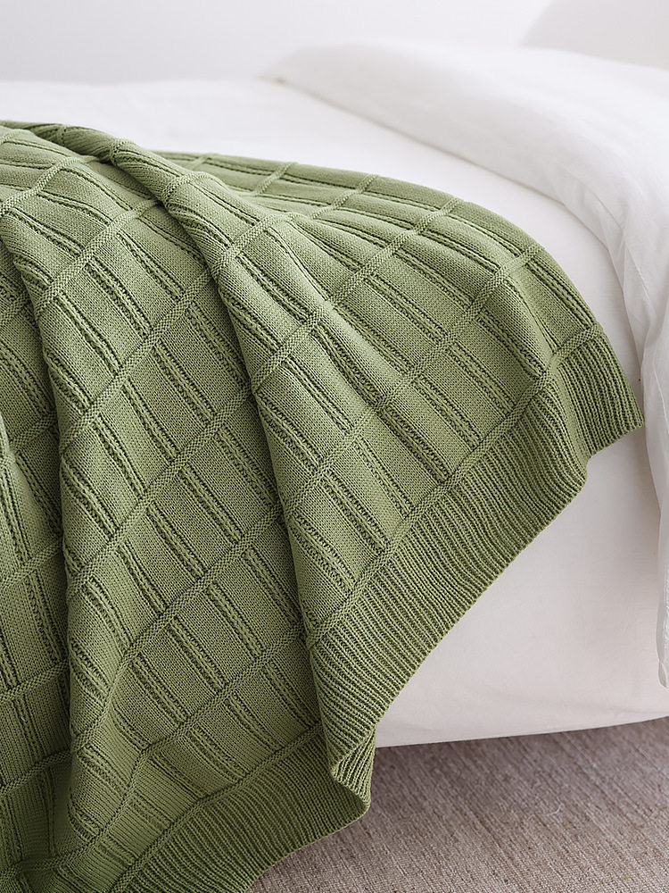 American Knitted Thickened Knitted Wool Blanket Solid Color Simple Wind Cross-border New Bed End Towel Blanket