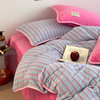 2025 New Autumn and Winter Thickeneded Milk Velvet Stripesd Four-Piece Set Winter Warm Thickeneded Velvet Bedding Set