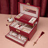2025 New Jewelry Box Small Lockable Portable Wedding High-End Jewelry Storage Box Bracelet Necklace Jewelry Box