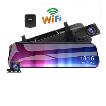 Streaming media rearview mirror driving recorder 10 inch full screen touch HD night vision front and rear dual lens reversing image